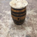 Whisky Barrel End Table With Granite Top